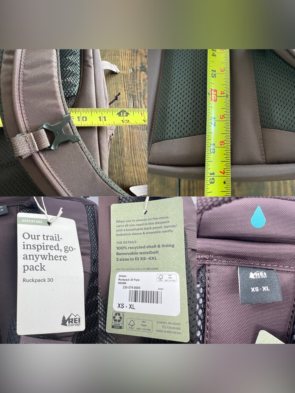 New NWT REI Raisin purple multi compartment Ruckpack 30 Backpack travel bag - Picture 16 of 16